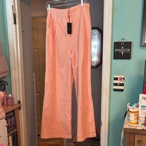 Pink  High-Waisted Wide-Leg Pants Size Large